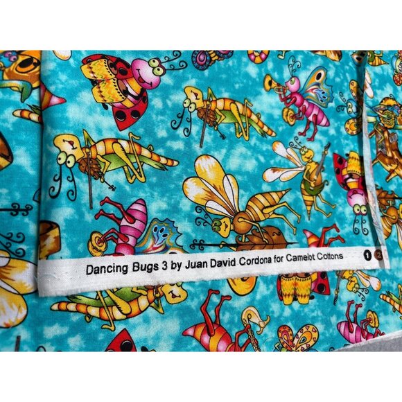 Dancing Bugs 3 Fabric By Juan David Cordona For Camelot Cottons 18x22 & 14x19 Pi - Picture 3 of 5